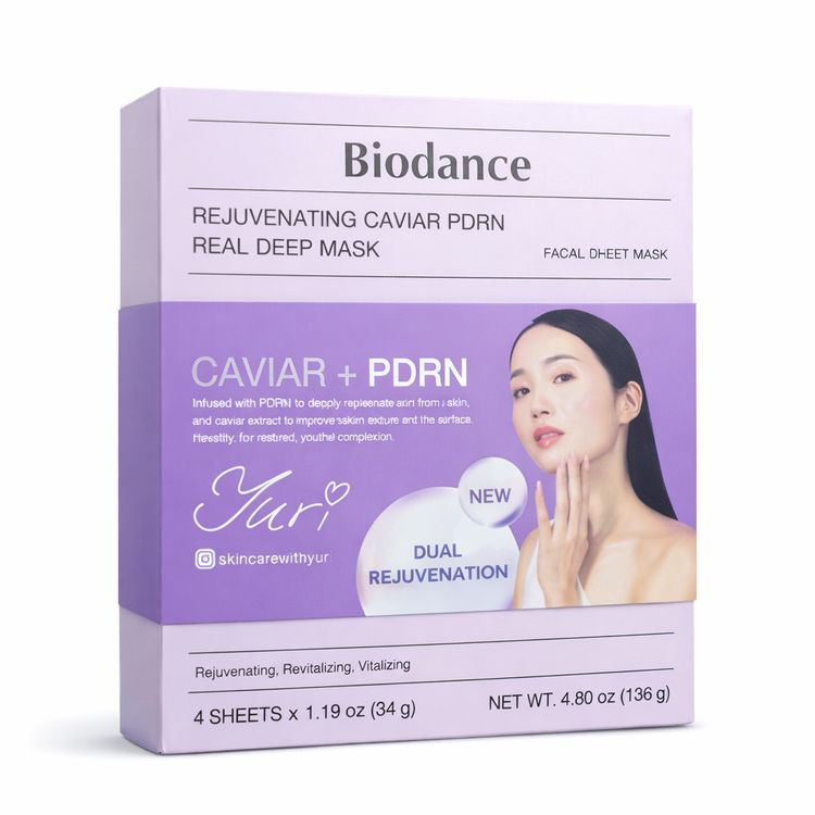 ماسک ورقهای جوانساز خاویار و PDRN بایودنس